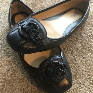 Black Leather Michael Kors Flats